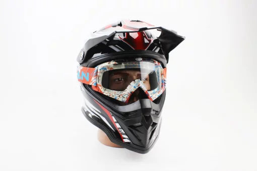 Очки кроссовые/эндуро/АТV, бело-красно-синие (прозрачное стекло), без упаковки MJ-16, ШОЛОМИ, YQ-330657