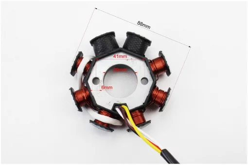 Статор магнето (генератора) (8 катушек разъем "мама 2+2") высота 28мм тип 1, 50-100сс 4Т, YQ-309440