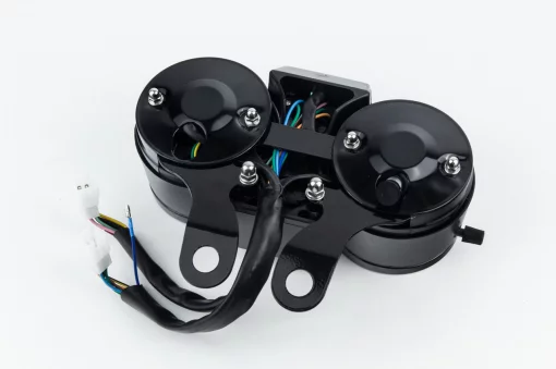 Спідометр "подвійний" 120 км/год тахометр електронний (вузьке кріплення, 2 фішки "тато"), чорний, ALPHA, YQ-319385