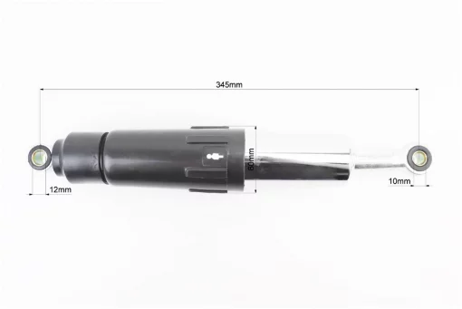Амортизатор задній JH/CB/CG-345мм*d-60мм (втулка 12мм/втулка 10мм) закритий регул., чорний, ЗЧ-МОТО, YQ-320001