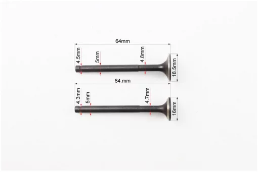 Клапана впускной (H-64; D-18,5), выпускной-немагнитный (H-64; D-16) к-кт 2шт, 50-100сс 4Т, YQ-309537