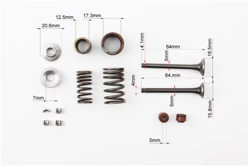Клапана впускной (H-65; D-18,5), выпускной (H-64,5; D-15,8), полный к-кт, 50-100сс 4Т, YQ-309570