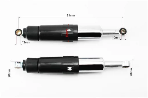 Амортизатор задний JH/CB/CG-330мм*d60мм (втулка 12мм/втулка 10мм) закрытий регулир., чёрный к-кт 2шт, ЗЧ-МОТО, YQ-320271