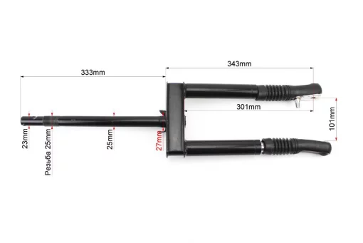 Вилка передня (перо) ліве, праве к-кт 2шт+траверс керма в зборі (передня вилка) Yamaha JOG 50, YQ-331111