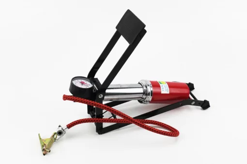 Насос ножной для шин однопоршневой 290*90мм "большой, шток толстый", красный, МОТО інструмент, YQ-337687