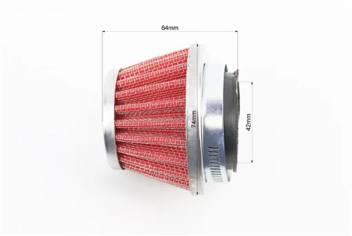 Фільтр повітряний нульовий 42мм прямий "конус", низький, червоний, РІЗНЕ, YQ-337850