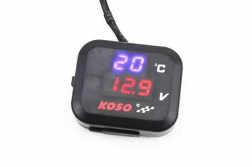 Вольтметр с дисплеем, красный циферблат+датчик температуры воздуха+крепление (универсальный, компактный), Мототрактор, YQ-337958