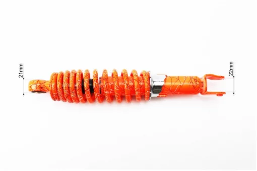 Амортизатор задний GY6/Honda-285мм*D-55мм (втулка 10мм / вилка 8мм) регулир., оранжевый "паутина", ЗЧ-СКУТЕР, YQ-328255