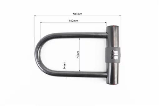 Замок противоугонный U-образный 120x180 (70х140)мм, толщина скобы 14мм под ключ, чёрный T603, ВЕЛОАКСЕСУАРИ, YQ-409772
