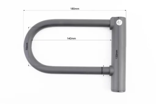 Замок противоугонный U-образный 130x180 (70х140)мм, толщина скобы 14мм под ключ, чёрный 607, ВЕЛОАКСЕСУАРИ, YQ-409816