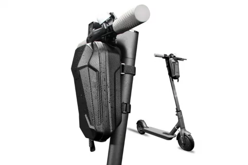 Сумка на руль электросамоката (жёсткий чехол) 250x120x105мм, крепл. на липучке, влагозащитная, "карбон", ВЕЛОАКСЕСУАРИ, YQ-410079