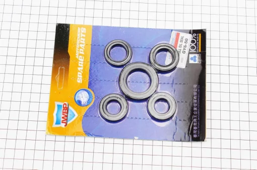 Сальники к-кт 5шт (16,4x30x5; 17x30x5; 19,8x30x5; 20x32x7; 27x42x7) двигателя, 50-100сс 4Т, YQ-349223