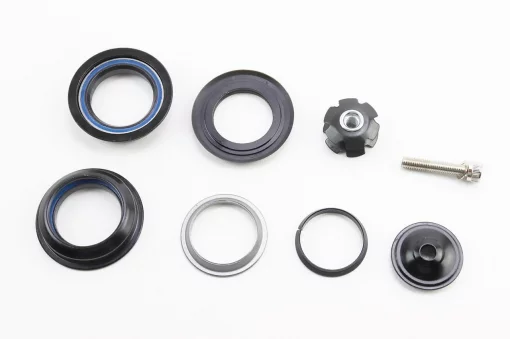 Кермова колонка 1-1/8" (44/28,6x44/30мм) безрізьбової вилки, напівінтегрована, пром-підшипники, чорна H114, ВЕЛОЗАПЧАСТИНИ,