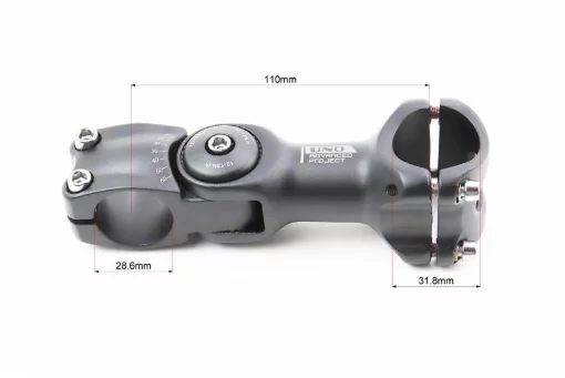 Винос керма MTB регульований 28,6x31,8х110мм, алюмінієвий, чорний AS-820, ВЕЛОЗАПЧАСТИНИ, YQ-411444