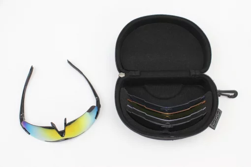 Очки с набором для ухода, сменные линзы 5шт, в жёстком чехле, чёрные, ВЕЛОЕКІПІРУВАННЯ, YQ-408013