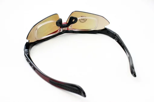 Окуляри з набором для догляду, змінні лінзи 5шт, в твердому чохлі, червоно-чорні, ВЕЛОЕКІПІРУВАННЯ, YQ-408014