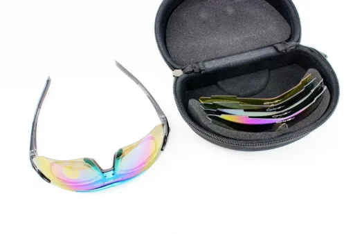 Окуляри з набором для догляду, змінні лінзи 5шт, в твердому чохлі, синьо-чорні, ВЕЛОЕКІПІРУВАННЯ, YQ-408015