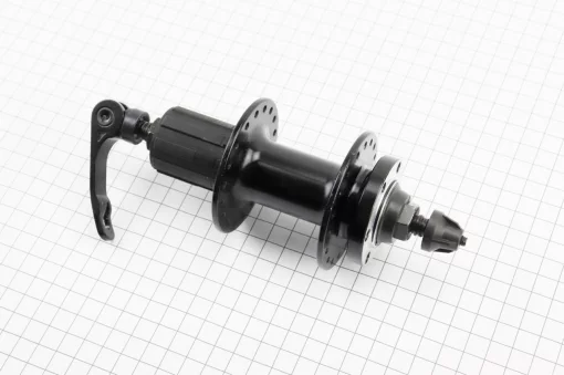 Втулка задняя MTB алюминиевая 14Gx36H под кассету 8-11зв, Disk-brake, 2 пром-подшипники 6200 2RS, крепл. эксцентрик, чёрная
