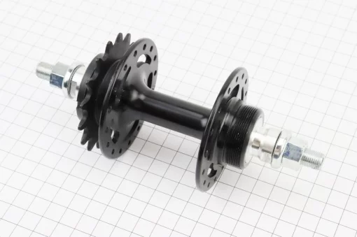 Втулка задняя FIX алюминиевая 14Gx32H с фиксированной передачей 16Т, резьба Flip-Flop, 2 пром-подшипники 6000 2RS, крепл. гайка,