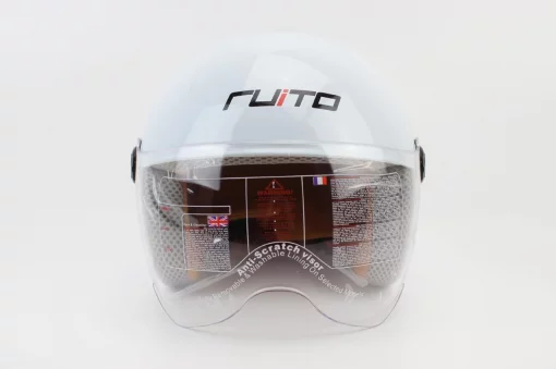 Шолом дитячий відкритий Т68, білий з червоно-чорно-білим малюнком, ШОЛОМИ, YQ-360064