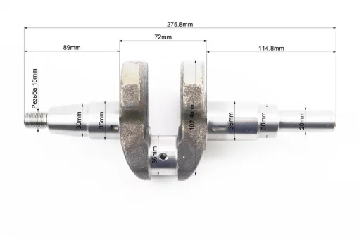 Коленвал 178F (Dшейки-36мм, H-102,4мм) под шпонку, D-20мм, D178/186F, YQ-602592