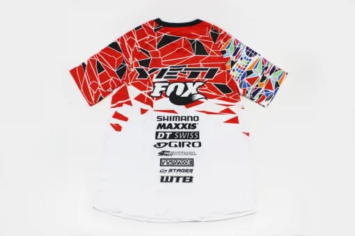 Футболка (Джерси) мужская M-(Polyester 100%), бело-красно-чёрная, ВЕЛОЕКІПІРУВАННЯ, YQ-408138