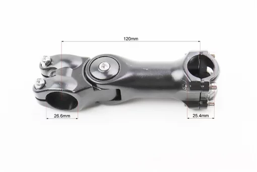 Винос керма MTB регульований 28,6x25,4х120мм, алюмінієвий, чорний, ВЕЛОЗАПЧАСТИНИ, YQ-411589