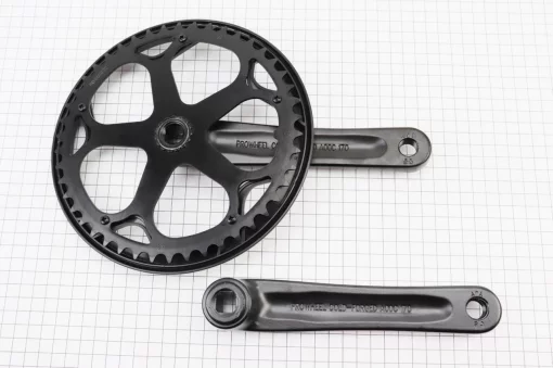 Шатуни "квадрат" 170мм, 46T (3/32") CITY, алюмінієві, чорні FOLDING PRO-546P, ВЕЛОЗАПЧАСТИНИ, YQ-411601