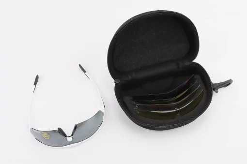 Очки с набором для ухода, сменные линзы 5шт, в жёстком чехле, белые SGL-V08, ВЕЛОЕКІПІРУВАННЯ, YQ-408169