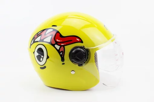 Шлем детский открытый Т68, жёлтый с красно-бело-чёрным рисунком, ШОЛОМИ, YQ-360065