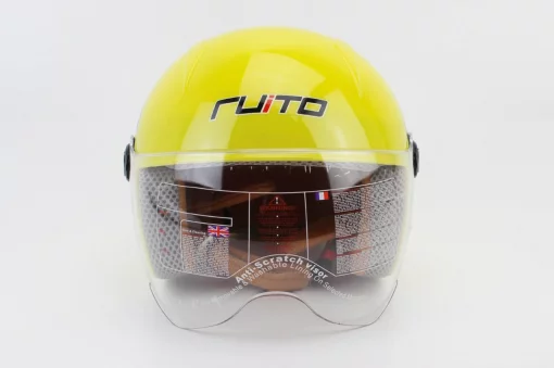 Шлем детский открытый Т68, жёлтый с красно-бело-чёрным рисунком, ШОЛОМИ, YQ-360065