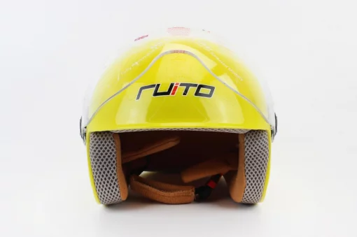 Шлем детский открытый Т68, жёлтый с красно-бело-чёрным рисунком, ШОЛОМИ, YQ-360065