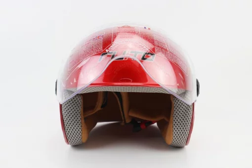 Шолом дитячий відкритий Т68, червоний з біло-червоним малюнком, ШОЛОМИ, YQ-360066