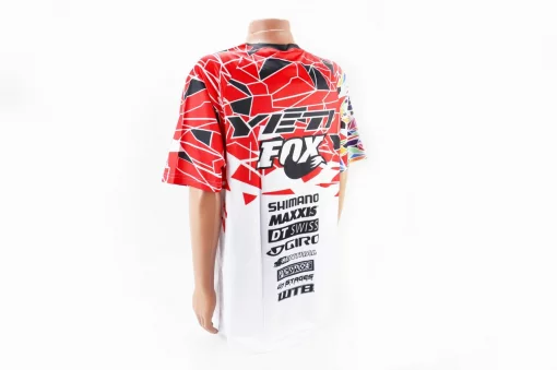 Футболка (Джерси) мужская L-(Polyester 100%), бело-красно-чёрная, тип 2, ВЕЛОЕКІПІРУВАННЯ, YQ-408230