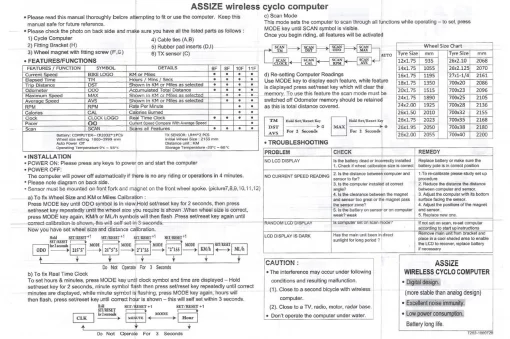 Велокомпьютер 11-функций, беспроводной, чёрный AS-4000 (без батареек), ВЕЛОАКСЕСУАРИ, YQ-409011