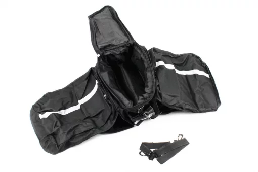 Сумка трансформер на багажник, раскладные боковые карманы, светоотражающие полосы, чёрно-серая, ВЕЛОАКСЕСУАРИ, YQ-409078