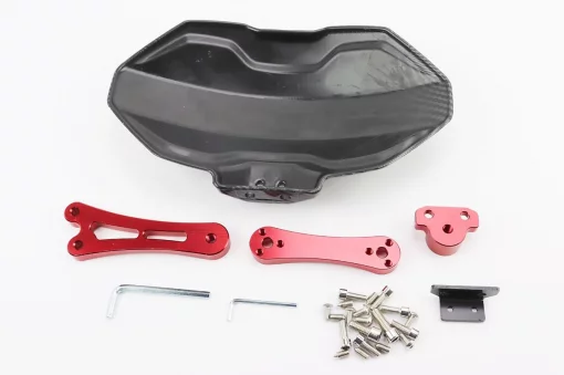 Крыло заднее универсальное, красное крепление на одну сторону с регулировкой наклона (брызговик) TUNING, карбон, ЗЧ-МОТО,