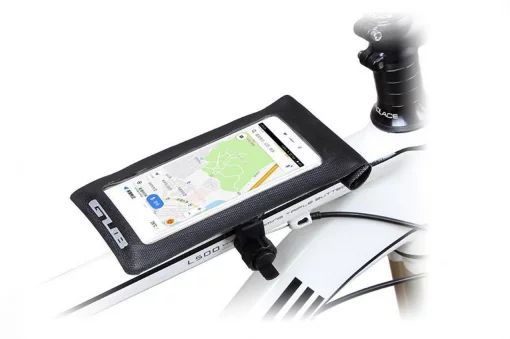 Держатель-чехол телефона 175х108мм на руль, Ziplock, сенсорная плёнка, влагозащитный, быстросъёмный, регулируемый, чёрный GUB 919,