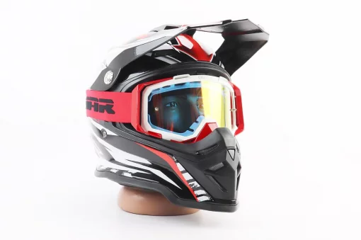 Окуляри кросові/ендуро/АТV, біло-червоні (хамелеон скло), MJ-1024-4, ШОЛОМИ, YQ-360339