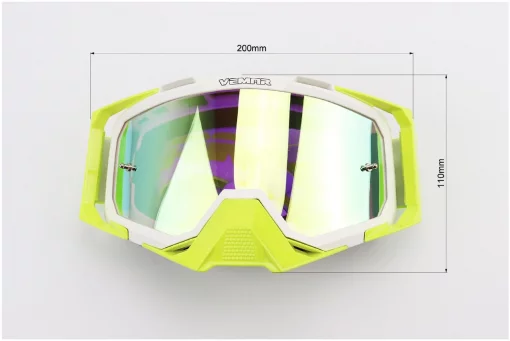 Окуляри кросові/ендуро/АТV, біло-салатові (хамелеон скло), MJ-1024-3, ШОЛОМИ, YQ-360340