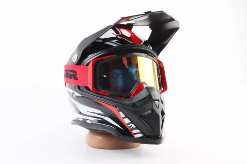 Окуляри кросові/ендуро/АТV, чорно-червоні (дзеркальне скло), MJ-1024-1, ШОЛОМИ, YQ-360341