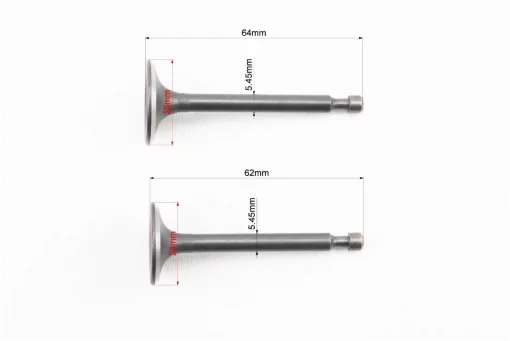 Клапани впускний (H-64; D-25; d-5,45), випускний (H-62; D-24; d-5,45) к-кт 2шт 168F, D168F, YQ-601018