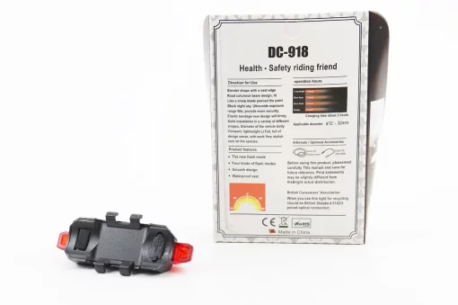 Фонарь задний 5 диодов 15 lumen, Li-ion 3.7V 330mAh зарядка от USB, влагозащитный, BS-216/DС-918, ВЕЛОАКСЕСУАРИ, YQ-409365