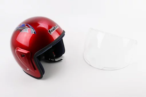 Шлем открытый HK-215, красный с синим рисунком (незначительные отличия рисунков, возможны дефекты покраски), ШОЛОМИ, YQ-360343