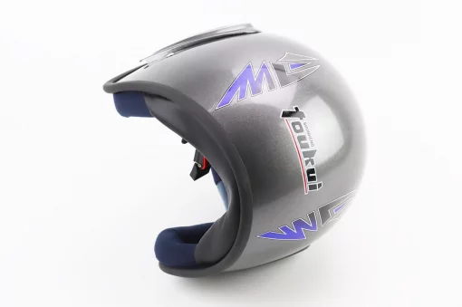 Шлем открытый HK-215, CЕРЫЙ с синим рисунком (незначительные отличия рисунков), ШОЛОМИ, YQ-360344