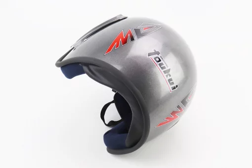 Шлем открытый HK-215, СЕРЫЙ с красным рисунком (незначительные отличия рисунков), ШОЛОМИ, YQ-360381