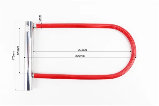 Замок противоугонный U-образный 175x290 (120х250)мм, толщина скобы 10мм под ключ, красный, ВЕЛОАКСЕСУАРИ, YQ-409457