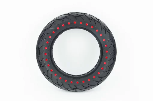 Шина з перфорацією для амортизації на міні-сігвей/електросамокат 10"х2,125 (235-50-152) дорожня, чорно-червона, ВЕЛОШИНИ,