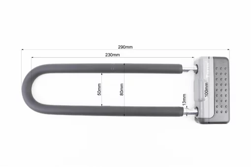 Замок противоугонный U-образный 100x290 (50х230)мм, толщина скобы 13мм под ключ, чёрно-серый TY339D, ВЕЛОАКСЕСУАРИ, YQ-409605