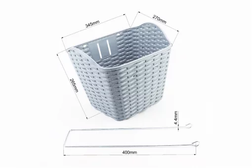Корзина передняя 28" с крышкой, пластмассовая, серая SLCK-09B, ВЕЛОАКСЕСУАРИ, YQ-409612